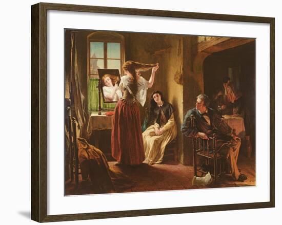 The Invention of the Combing Machine, 1862-Alfred W. Elmore-Framed Giclee Print