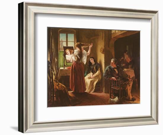 The Invention of the Combing Machine, 1862-Alfred W. Elmore-Framed Giclee Print