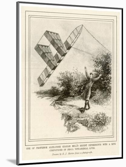 The Inventor Alexander Graham Bell Flying His Tetrahedral Kite-E.j. Meeker-Mounted Art Print