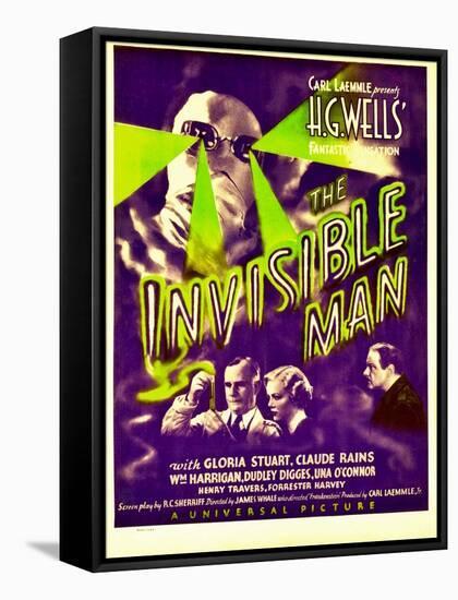 "The Invisible Man", Claude Rains, Henry Travers, Gloria Stuart, William Harrigan on Window Card-null-Framed Stretched Canvas