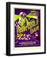 "The Invisible Man", Claude Rains, Henry Travers, Gloria Stuart, William Harrigan on Window Card-null-Framed Art Print