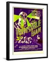 "The Invisible Man", Claude Rains, Henry Travers, Gloria Stuart, William Harrigan on Window Card-null-Framed Art Print