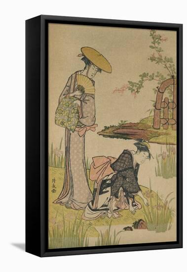 'The Iris Garden', c1784-Torii Kiyonaga-Framed Stretched Canvas