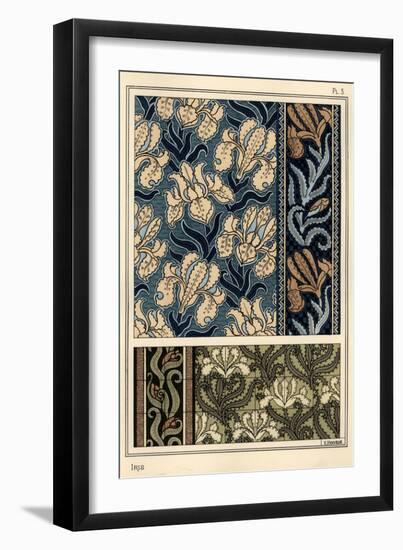 The iris in patterns for fabrics and tiles.-null-Framed Giclee Print