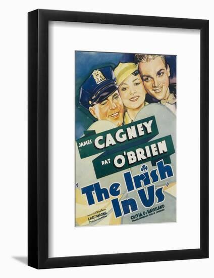 The Irish in Us, Pat O'Brien, Olivia De Havilland, James Cagney on Window Card, 1935-null-Framed Photo