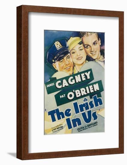 The Irish in Us, Pat O'Brien, Olivia De Havilland, James Cagney on Window Card, 1935-null-Framed Photo