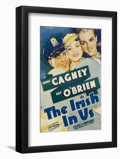 The Irish in Us, Pat O'Brien, Olivia De Havilland, James Cagney on Window Card, 1935-null-Framed Photo