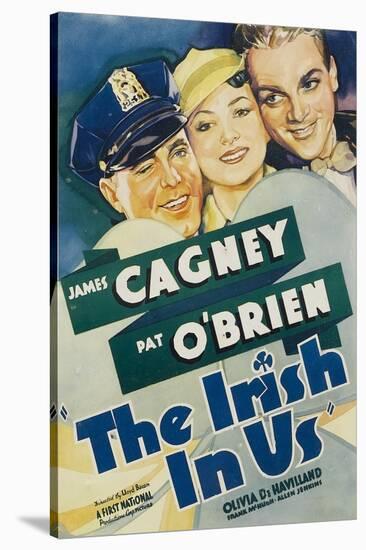 The Irish in Us, Pat O'Brien, Olivia De Havilland, James Cagney on Window Card, 1935-null-Stretched Canvas