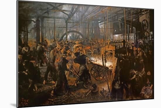 The Iron-Rolling Mill-Adolph von Menzel-Mounted Giclee Print