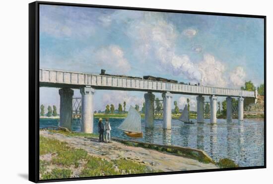 The Iron Track Bridge at Argenteuil; Pont Du Chemin De Fer a Argenteuil-Claude Monet-Framed Stretched Canvas