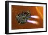 The Ironstar Battleship Flies Near a Large Sun-null-Framed Premium Giclee Print