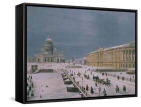 The Isaac Cathedral and the Senate Square in St. Petersburg, 1840s-Paul Marie Roussel-Framed Stretched Canvas