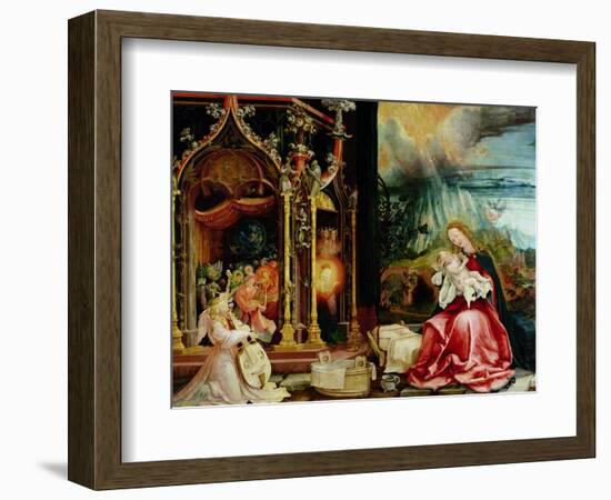 The Isenheim Altarpiece, Central Panel: Concert of Angels and Nativity, 1506-1515-Matthias Grünewald-Framed Giclee Print