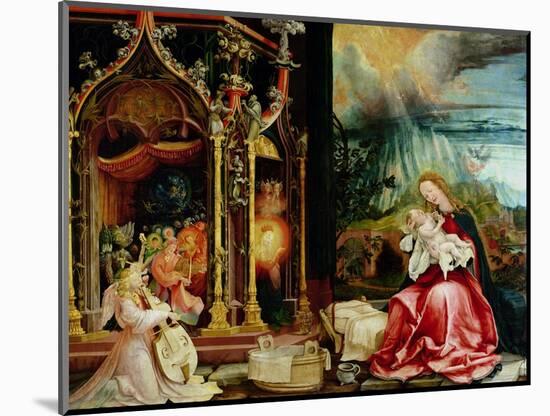 The Isenheim Altarpiece, Central Panel: Concert of Angels and Nativity, 1506-1515-Matthias Grünewald-Mounted Giclee Print