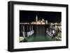 The Island and Church of San Georgio Maggiore at Night with a Boat Dock in the Foreground, Venice-Sean Cooper-Framed Photographic Print