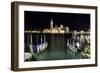 The Island and Church of San Georgio Maggiore at Night with a Boat Dock in the Foreground, Venice-Sean Cooper-Framed Photographic Print