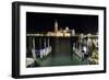 The Island and Church of San Georgio Maggiore at Night with a Boat Dock in the Foreground, Venice-Sean Cooper-Framed Photographic Print