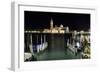 The Island and Church of San Georgio Maggiore at Night with a Boat Dock in the Foreground, Venice-Sean Cooper-Framed Photographic Print
