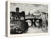 The Island in the Tiber and Bridge of Quattro Capt. Rome Italy-null-Stretched Canvas