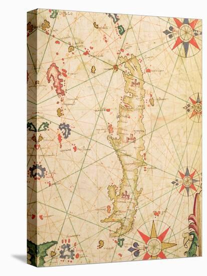 The Island of Crete, from a Nautical Atlas, 1651 (Detail)-Pietro Giovanni Prunes-Stretched Canvas
