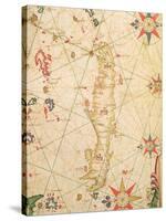 The Island of Crete, from a Nautical Atlas, 1651 (Detail)-Pietro Giovanni Prunes-Stretched Canvas