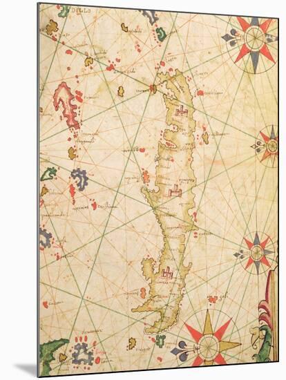 The Island of Crete, from a Nautical Atlas, 1651 (Detail)-Pietro Giovanni Prunes-Mounted Giclee Print