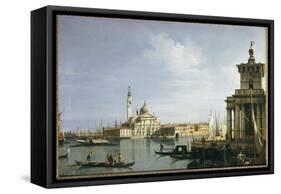 The Island of San Giorgio Maggiore, Venice, with the Punta Della Dogana and Numerous Vessels-Canaletto-Framed Stretched Canvas