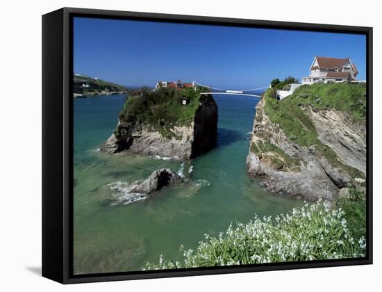 The Island off Towan Beach, Newquay, Cornwall, England, United Kingdom-Robert Francis-Framed Stretched Canvas