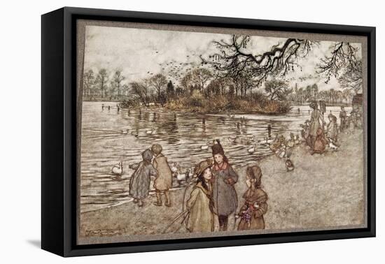 The Island on Which All the Birds are Born that Became Baby Boys and Girls, from Peter Pan in Kensi-Arthur Rackham-Framed Stretched Canvas
