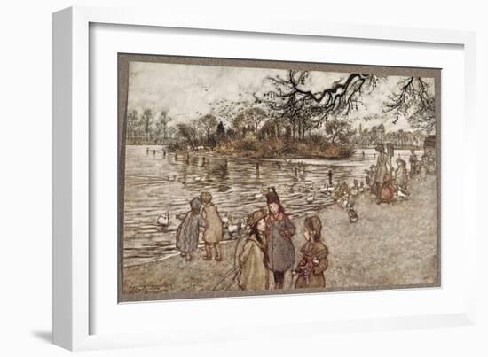 The Island on Which All the Birds are Born that Became Baby Boys and Girls, from Peter Pan in Kensi-Arthur Rackham-Framed Giclee Print