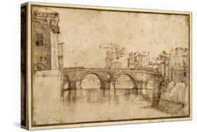 The Isola Tiberiana, Rome-Agostino Carracci-Stretched Canvas