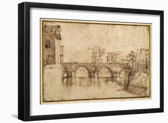 The Isola Tiberiana, Rome-Agostino Carracci-Framed Giclee Print