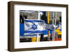 The Israeli Flag Fly's in the Breeze at the Harbor in Jaffa, Israel-David Noyes-Framed Photographic Print