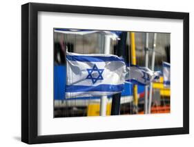 The Israeli Flag Fly's in the Breeze at the Harbor in Jaffa, Israel-David Noyes-Framed Photographic Print