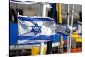 The Israeli Flag Fly's in the Breeze at the Harbor in Jaffa, Israel-David Noyes-Stretched Canvas