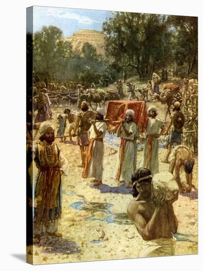 The Israelite Priests holding the Ark - Bible-William Brassey Hole-Stretched Canvas