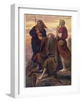 The Israelites are Enabled to Defeat the Amalekites Because Moses Arms are Held up by Aaron and Hur-John Everett Millais-Framed Photographic Print