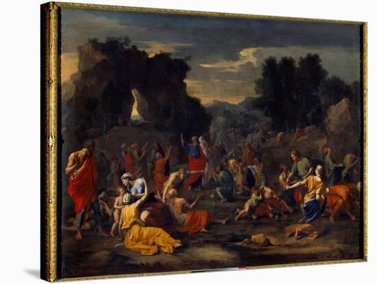 The Israelites Collecting Manna (Manna) in the Desert, 17Th Century (Oil on Canvas)-Nicolas Poussin-Stretched Canvas