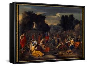 The Israelites Collecting Manna (Manna) in the Desert, 17Th Century (Oil on Canvas)-Nicolas Poussin-Framed Stretched Canvas
