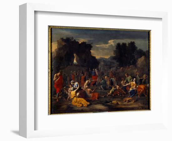 The Israelites Collecting Manna (Manna) in the Desert, 17Th Century (Oil on Canvas)-Nicolas Poussin-Framed Giclee Print