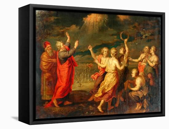 The Israelites Rejoicing After Crossing The Red Sea-Nicolas Poussin-Framed Stretched Canvas