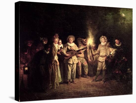 The Italian Comedy, C.1716-Jean Antoine Watteau-Stretched Canvas