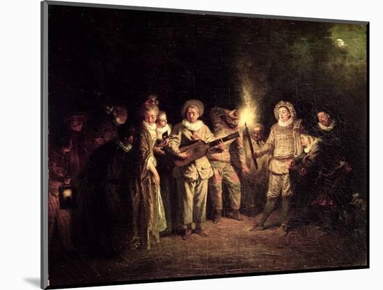 The Italian Comedy, C.1716-Jean Antoine Watteau-Mounted Giclee Print