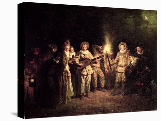 The Italian Comedy, C.1716-Jean Antoine Watteau-Stretched Canvas