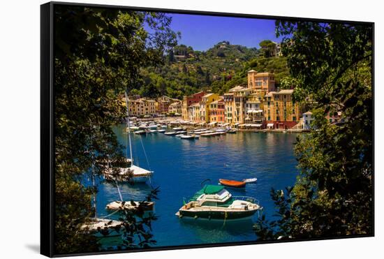The Italian Fishing Village of Portofino, Liguria, Italy, Europe-Laura Grier-Framed Stretched Canvas