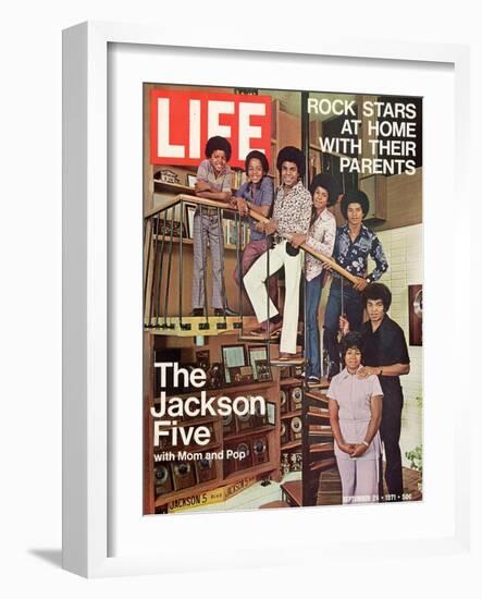 The Jackson Five with their Father and Mother, Joseph and Katherine, September 24, 1971-John Olson-Framed Photographic Print