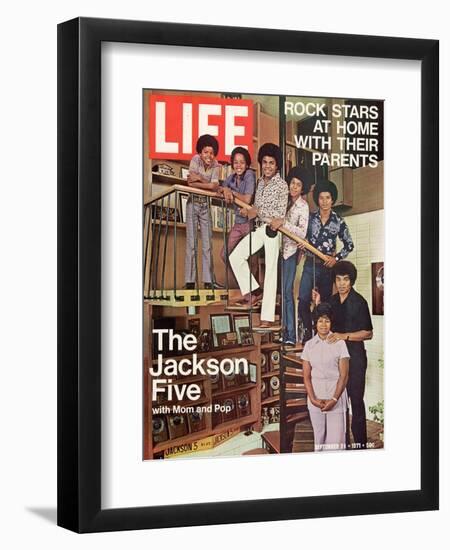 The Jackson Five with their Father and Mother, Joseph and Katherine, September 24, 1971-John Olson-Framed Premium Photographic Print