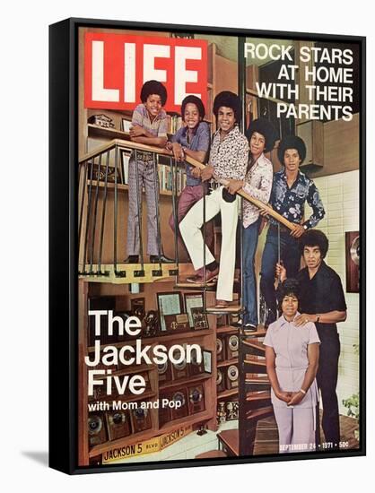 The Jackson Five with their Father and Mother, Joseph and Katherine, September 24, 1971-John Olson-Framed Stretched Canvas