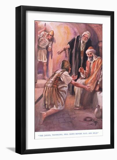 The Jailer Trembling Fell Down before Paul and Silas-Arthur A. Dixon-Framed Giclee Print