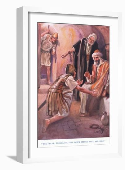 The Jailer Trembling Fell Down before Paul and Silas-Arthur A. Dixon-Framed Giclee Print